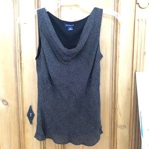 Ann Taylor Black and Beige Polkadot Sleeveless Top